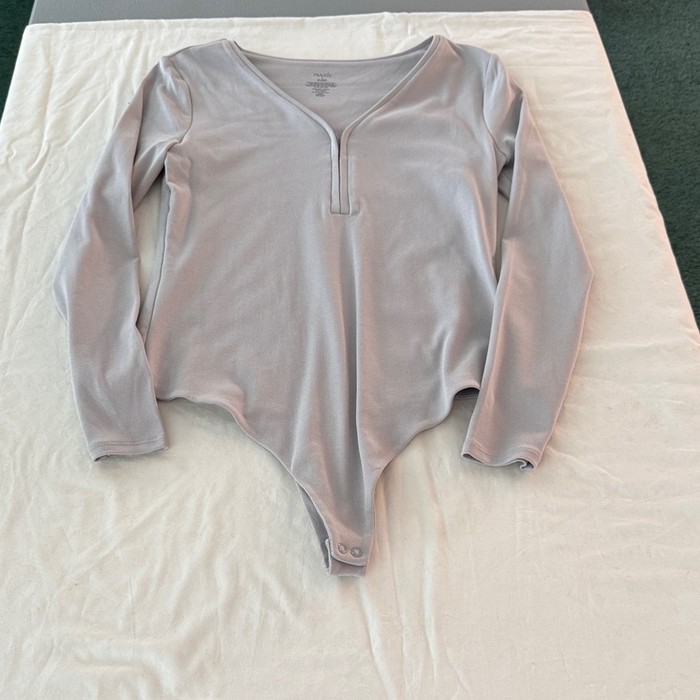 nuuds Light Gray Long Sleeve Bodysuit